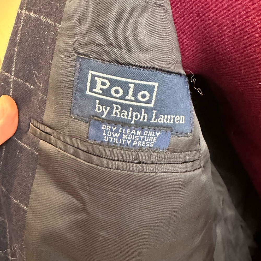 Ralph Lauren Polo double breasted navy windowpane 100% wool grandpa Blazer - Picture 3 of 10
